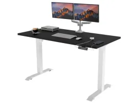 biurko-elektryczne-z-bialym-stelazem-czarny-140x60
