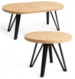 stol-okragly-dab-artisan-o100-rozkladany-do-200-cm-nogi-czarny-metal-ind