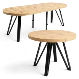 stol-okragly-dab-artisan-o100-rozkladany-do-300-cm-nogi-czarny-metal-ind