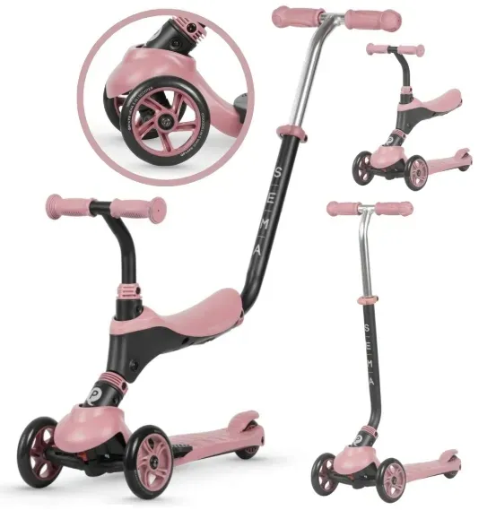 HULAJNOGA dla dzieci 3-kołowa LED ŚWIECI QPLAY SEMA 3w1 Pink 3+ RÓŻOWA