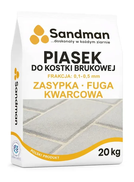 PIASEK KWARCOWY Premium ZASYPKA FUGA DO KOSTKI BRUKOWEJ Suchy 20 kg 0,1-0,5