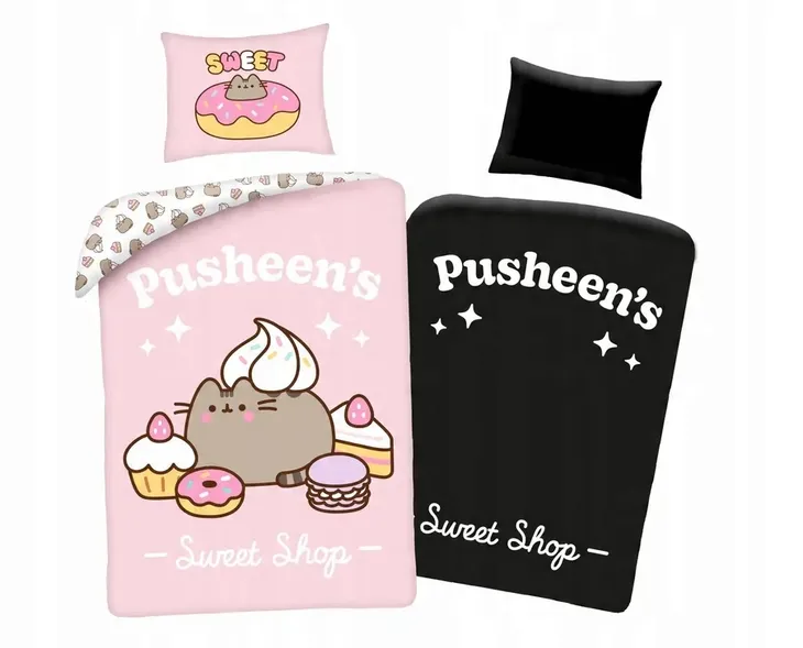 POŚCIEL BAWEŁNIANA PUSHEEN KOTEK PUSZIN 140x200 ŚWIECĄCA W CIEMNOŚCI