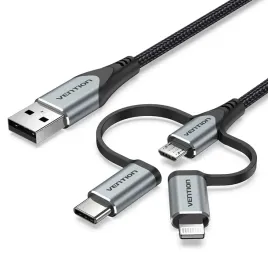 kabel-3w1-vention-usb-a-microusb-usb-c-lightning-1m
