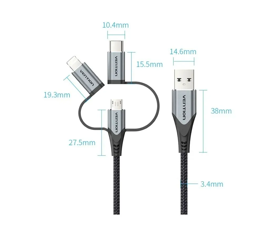 kabel-3w1-vention-usb-a-microusb-usb-c-lightning-1m