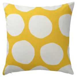 ikea-blamunkar-poszewka-dekoracyjna-zolty-bialy-wzor-w-kropki-50x50-cm