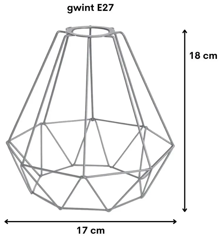 klosz-druciany-e27-diament-szary-stan-nowy