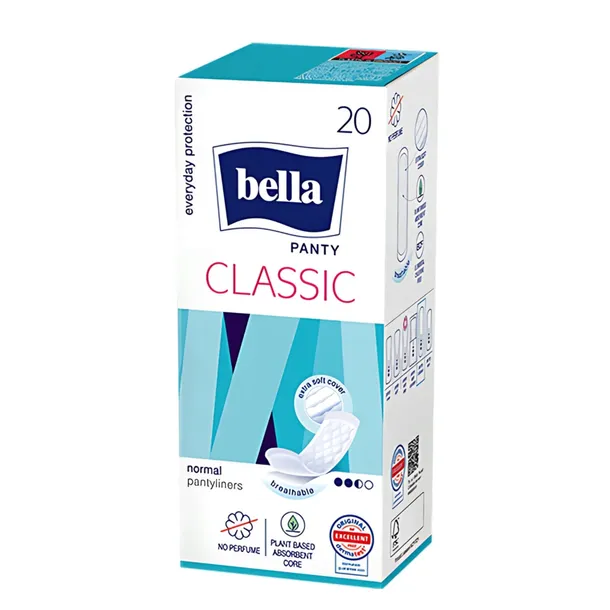 Bella Panty Classic Wkładki Higieniczne Klasyczne Cienkie Chłonne 20 Szt.