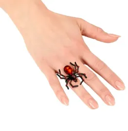pierscionek-pajak-czarny-pajaczek-czerwone-kamyczki-halloween-gotycki