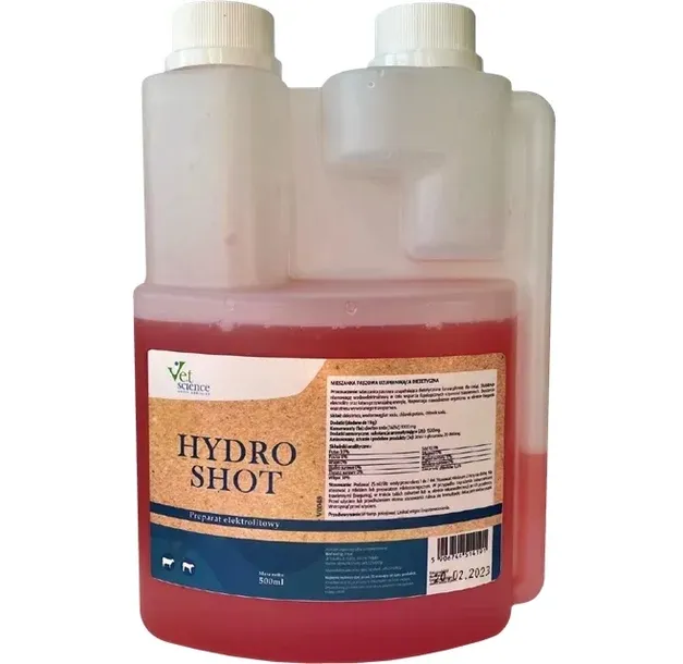 HYDRO SHOT 500 ml elektrolity dla cieląt witaminy minerały Vet Science