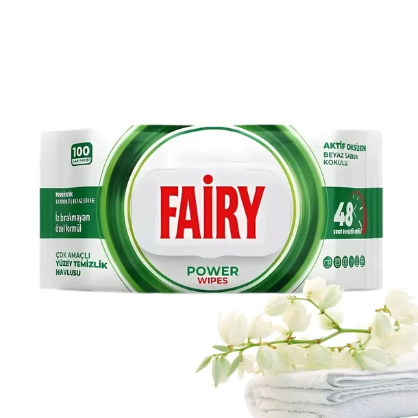 Chusteczki nawilżane wiskoza Fairy w opakowaniu 100 szt. biały