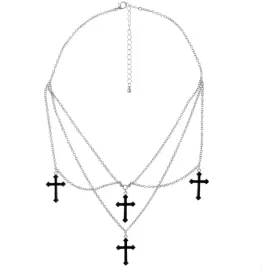 naszyjnik-z-krzyzami-krzyze-gotycki-srebrno-czarny-halloweenowy-halloween