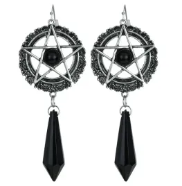 kolczyki-satanistyczne-gotyckie-srebrno-czarne-pentagram-dodatek-halloween