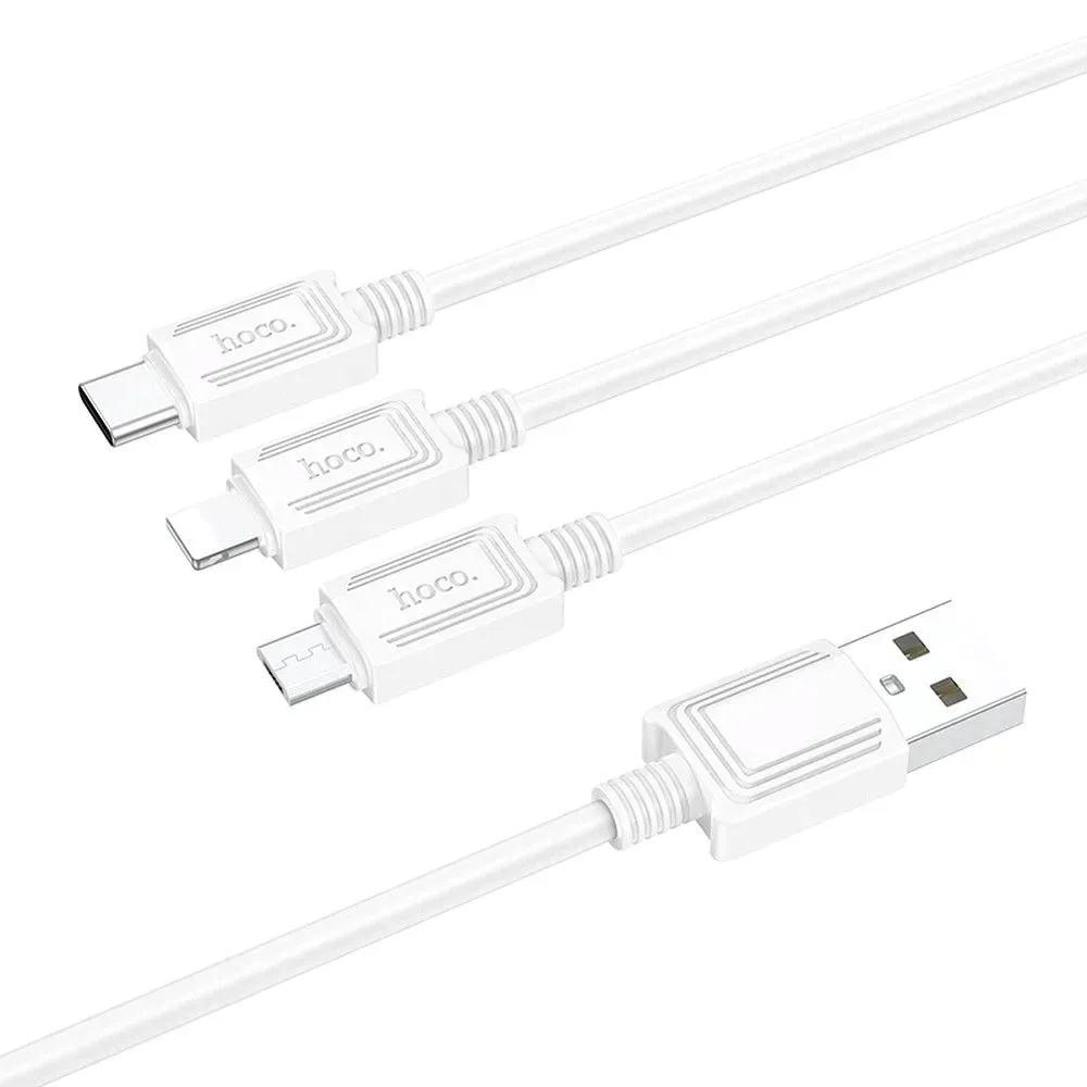 hoco-kabel-3w1-usb-a-do-lightning-micro-usb-typ-c-2a-x74-1-m-bialy
