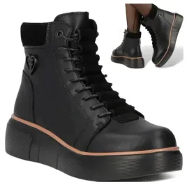 filippo-damskie-botki-36-skora-wygodne-buty-na-platformie-sznurowane-jesien