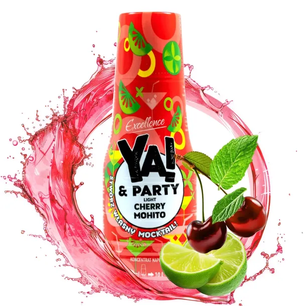 SYROP DO SATURATORA KONCENTRAT YA SODA PARTY WIŚNIA MOHITO LIGHT BEZ CUKRU
