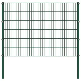 vidaxl-panel-ogrodzeniowy-ze-slupkami-zelaznymi-1765x120-cm-zielony