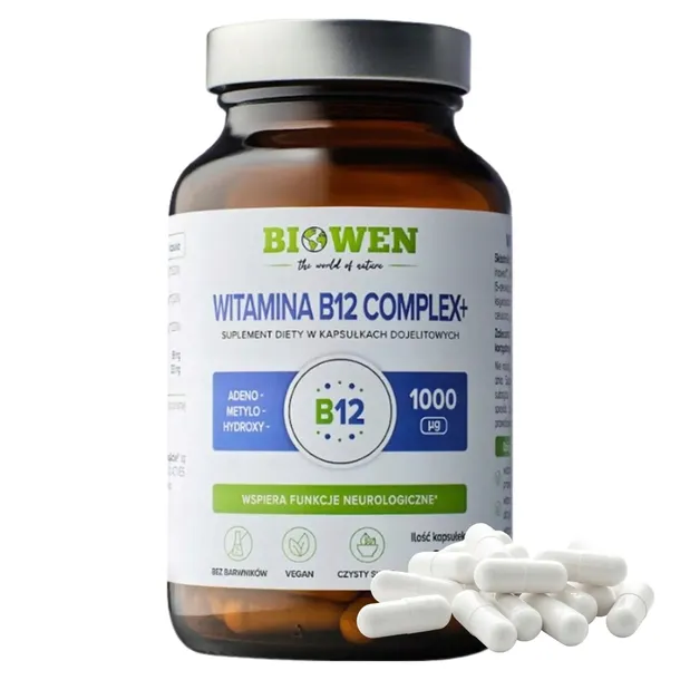 BIOWEN Witamina B12 Complex+ z Witamina C PREBIOTYK Metylokobalamina 60kap