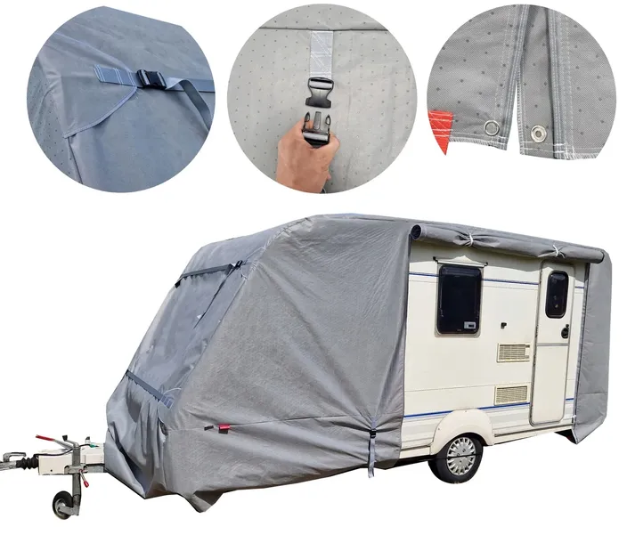 POKROWIEC NA PRZYCZEPĘ KEMPINGOWĄ kemping r. 625cm x 245cm +2 PASY | ANGLIK