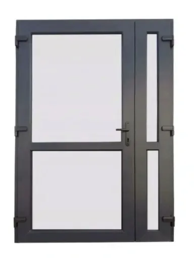 DRZWI ZEWNĘTRZNE PCV ANTRACYT 160x210 DWUSKRZYDŁOWE GRUBE KOMPLET MOCNE