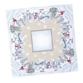 obrus-gobelinowy-100x100cm-elegancki-wzor-swiateczny-zimowe-balwany-bajkowy