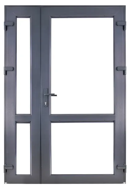 DRZWI ZEWNĘTRZNE PCV ANTRACYT 160x210 DWUSKRZYDŁOWE GRUBE KOMPLET MOCNE