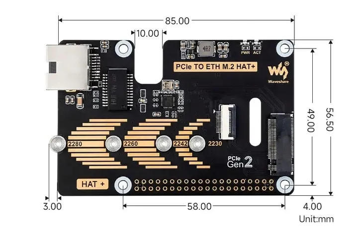 adapter-pcie-dla-raspberry-pi-5-m-2-gigabit-ethernet-nvme-ethernet-hat-rodzaj-modul-rozszerzajacy-kod-producenta-pcie-to-eth-m-2-hat-waveshare-28515