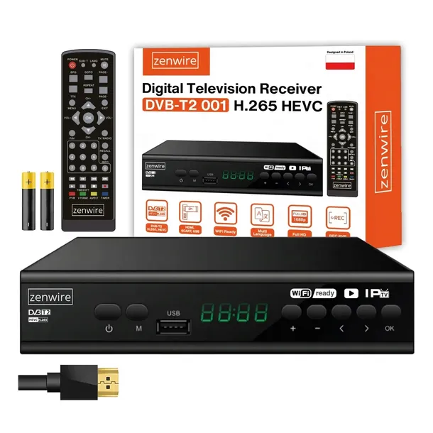 Tuner Dekoder Satelitarny DVB-T2 HEVC H.265 Full HD Telewizji Naziemnej USB