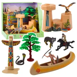 zestaw-indianski-figurki-wioska-indianie-kajak-totem