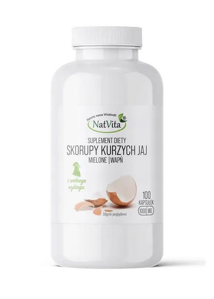 Skorupy Kurzych Jaj (Wapń) kapsułki celulozowe 1000mg 100 kapsułek NatVita
