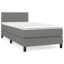vidaxl-lozko-kontynentalne-z-materacem-ciemnoszara-tkanina-90x190-cm