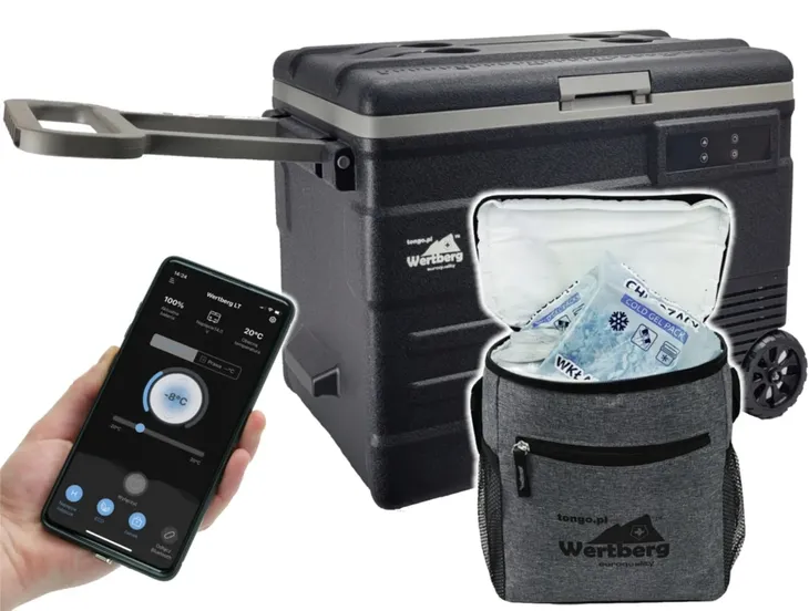 55L lodówka zamrażarka -20°C 12V/24V|230V bluetooth samochodowa +torba cool