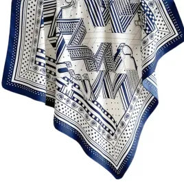 kamea-apaszka-damska-90x90-granatowo-biala-geometryczna-imitacja-jedwabiu