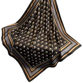 kamea-apaszka-czarna-90x90-bezowo-karmelowy-wzor-geometryczny