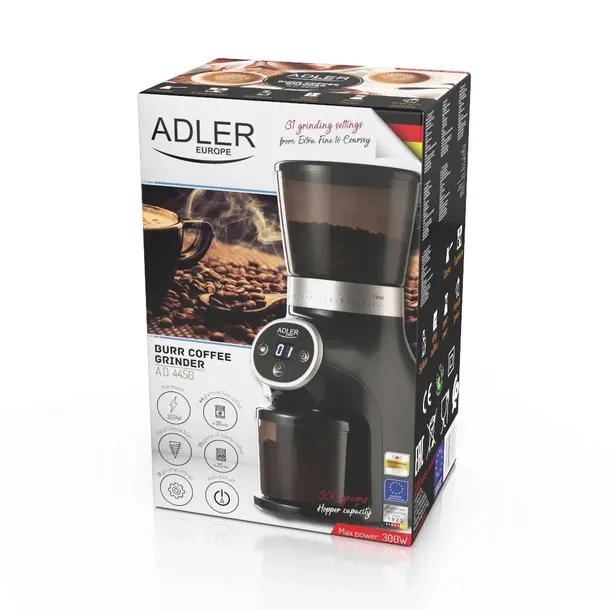 mlynek-do-kawy-adler-ad-4450-cechy-dodatkowe-31-ustawien-mielenia-maksymalna-moc-300w-przez-syfon-w-ekspresie-przelewowym-zalewanej-i-french-press-swietne-do-kawy-przyrzadzanej-w-cezvem-ekspresie-do-espresso-wydajnosc-44-gramy-mialkiej-kawy-w-25-sek-75-gramow-grubej-kawy-w-25-sek