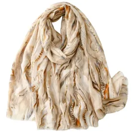 szalik-damski-w-bezowe-fale-z-polyskiem-zlota-180x90-cm-kamea