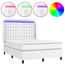 vidaxl-lozko-kontynentalne-z-materacem-i-led-biala-ekoskora-140x200cm