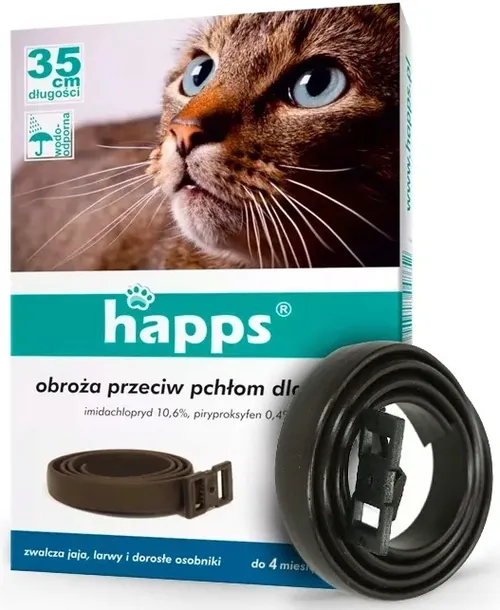 OBROŻA NA PCHŁY KLESZCZE PASOŻYTY PRZECIW PCHŁOM DLA KOTÓW HAPPS 35CM