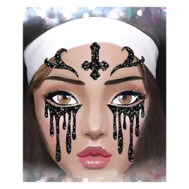 naklejki-brokatowe-na-twarz-zakonnica-czarne-samoprzylepne-halloween