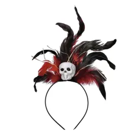 opaska-na-halloween-z-piorami-i-trupia-czaszka