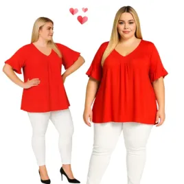 luzna-tunika-wiskozowa-duzy-rozmiar-czerwo-falbana-dekolt-v-58-60-9xl-10xl