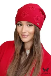 naila-czapka-damska-kwiaty-kolor-czerwony-kamea