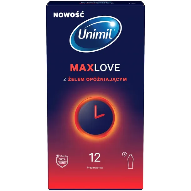 Prezerwatywy UNIMIL MAX LOVE opóźniające wytrysk wydłużające sex 12 szt.