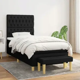vidaxl-lozko-kontynentalne-z-materacem-czarne-tkanina-90x190-cm