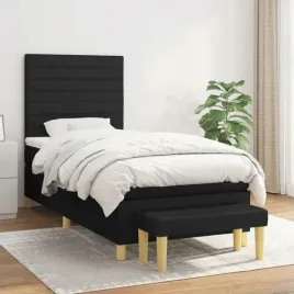 vidaxl-lozko-kontynentalne-z-materacem-czarne-tkanina-90x200-cm