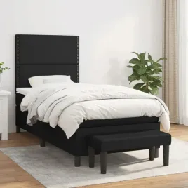 vidaxl-lozko-kontynentalne-z-materacem-czarne-tkanina-100x200-cm