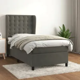 vidaxl-lozko-kontynentalne-z-materacem-ciemnoszary-aksamit-90x190-cm