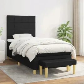 vidaxl-lozko-kontynentalne-z-materacem-czarne-tkanina-90x190-cm