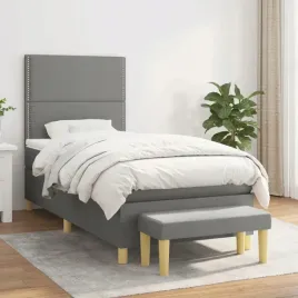 vidaxl-lozko-kontynentalne-z-materacem-ciemnoszara-tkanina-100x200-cm