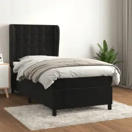 vidaxl-lozko-kontynentalne-z-materacem-czarne-aksamit-90x190-cm