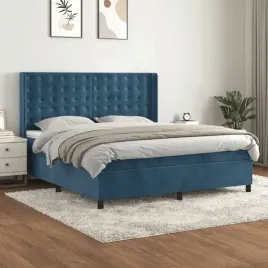 vidaxl-lozko-kontynentalne-z-materacem-ciemnoniebieskie-160x200-cm